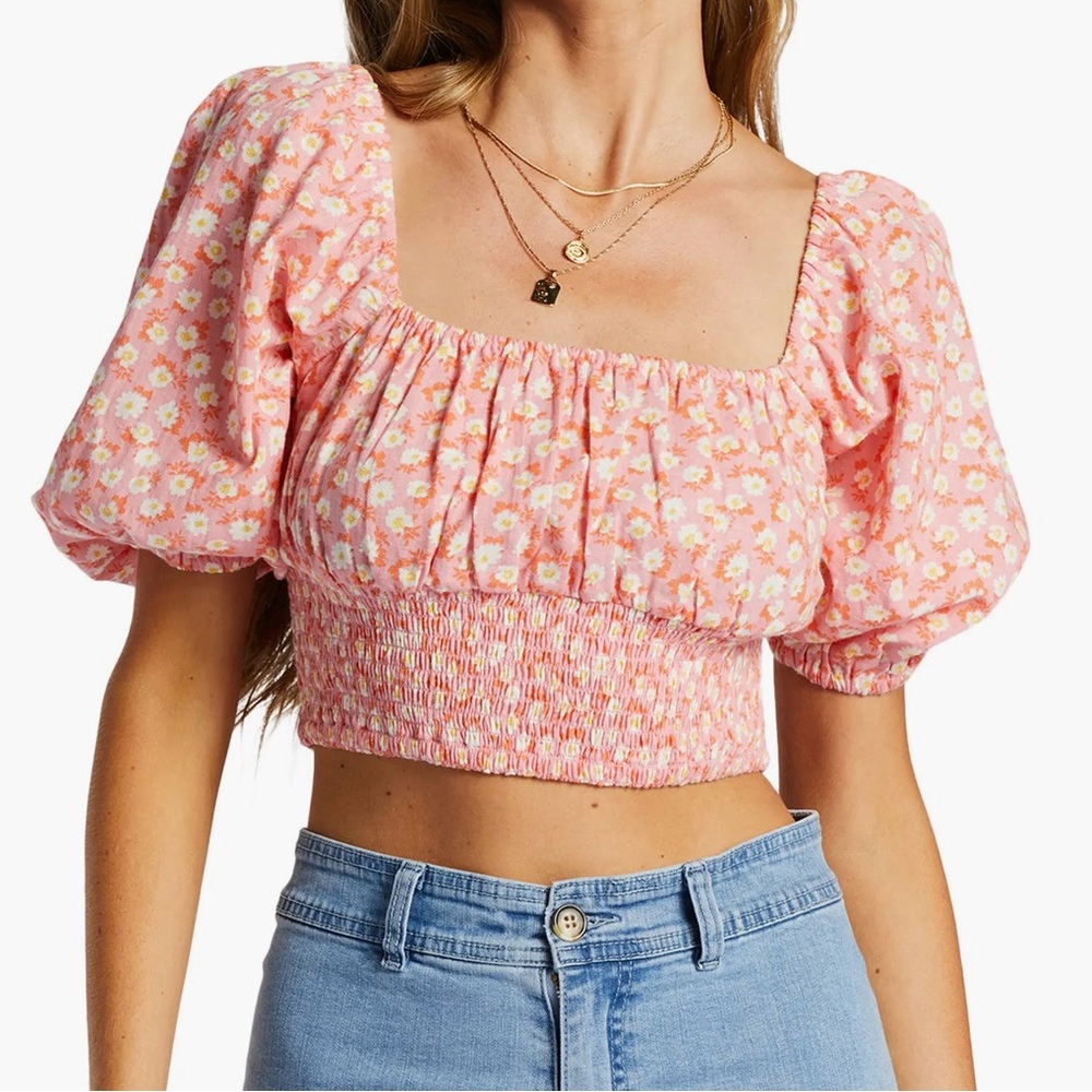 NWT Billabong Floral Woven Crop Top Size Medium